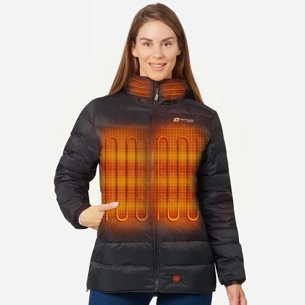 Venture Heat 12V Women's Down Bluetooth Battery Heated Jacket - Front