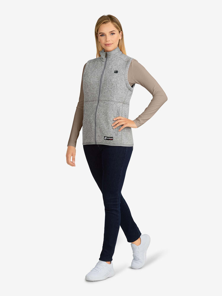 Women's 11W Heated Sweater Knit Fleece Vest - FINAL SALE