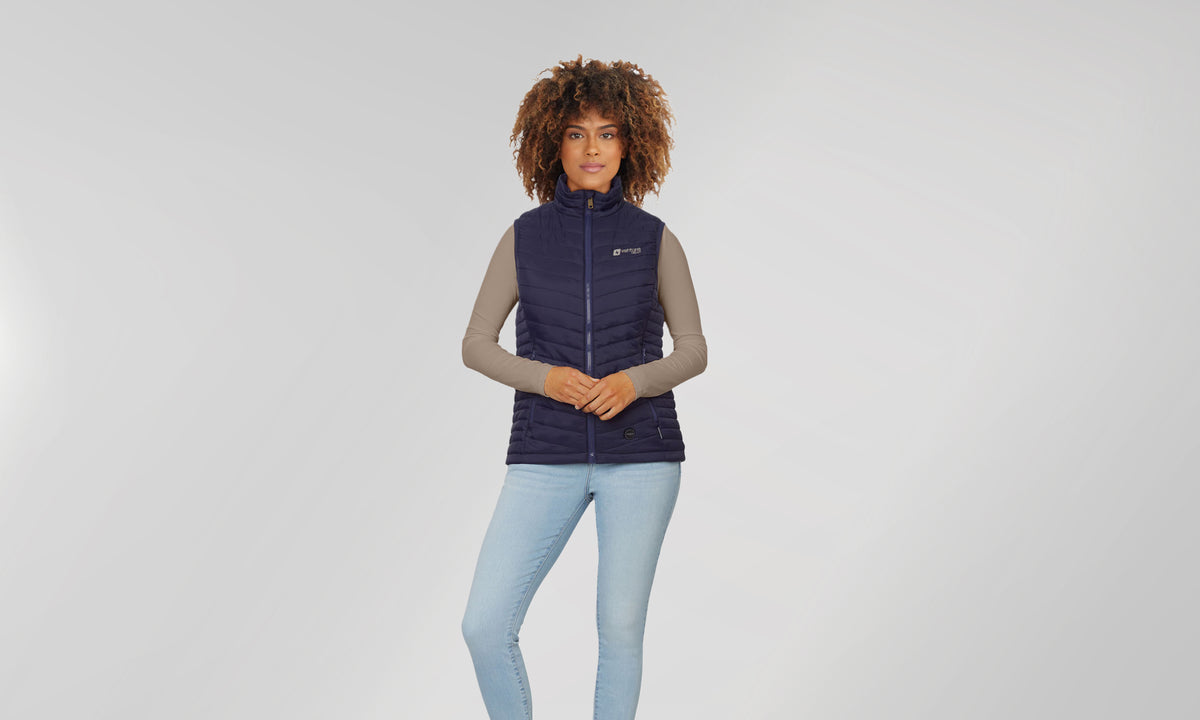 Women's 13W Heated Puffer Vest with HeatSync  - Navy - FINAL SALE