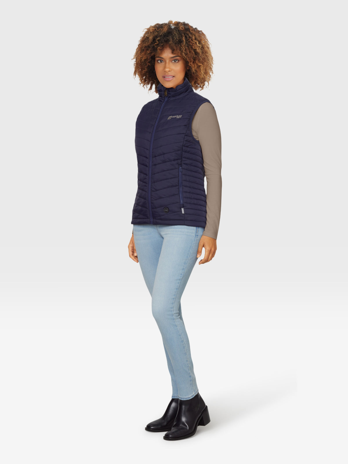 Women's 13W Heated Puffer Vest with HeatSync  - Navy - FINAL SALE