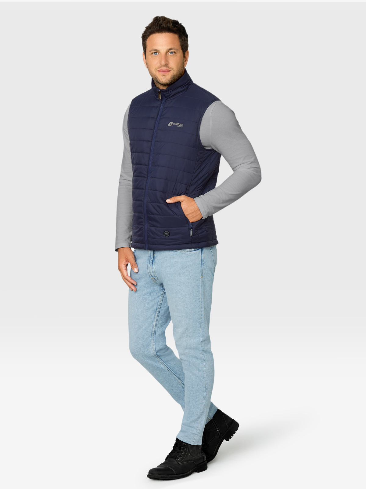 Men's 13W Heated Puffer Vest with HeatSync  - Navy - FINAL SALE