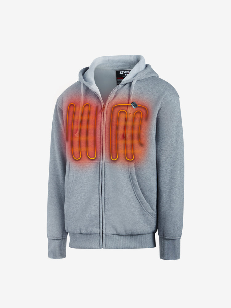 Unisex 11W Heated Polar Fleece Hoodie  - Gray - FINAL SALE