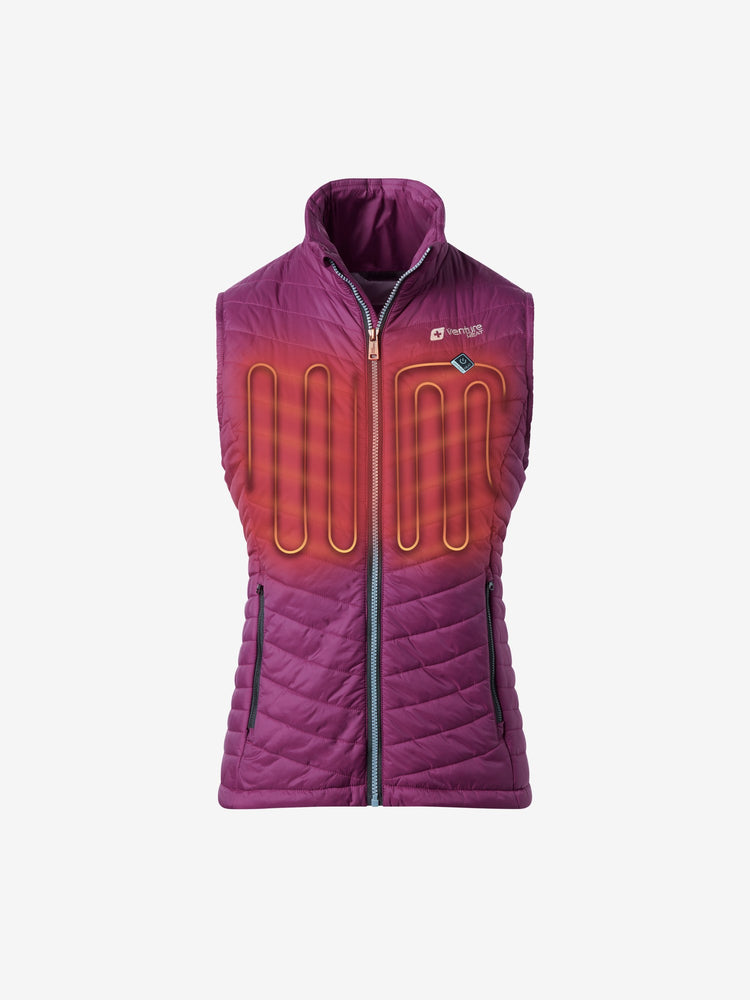 Women's 13W Heated Puffer Vest  - Plum - FINAL SALE