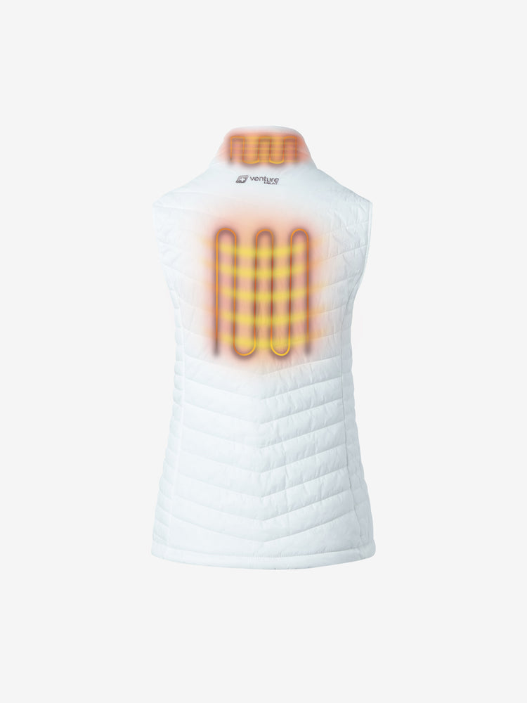 Women's 13W Heated Puffer Vest  - White - FINAL SALE