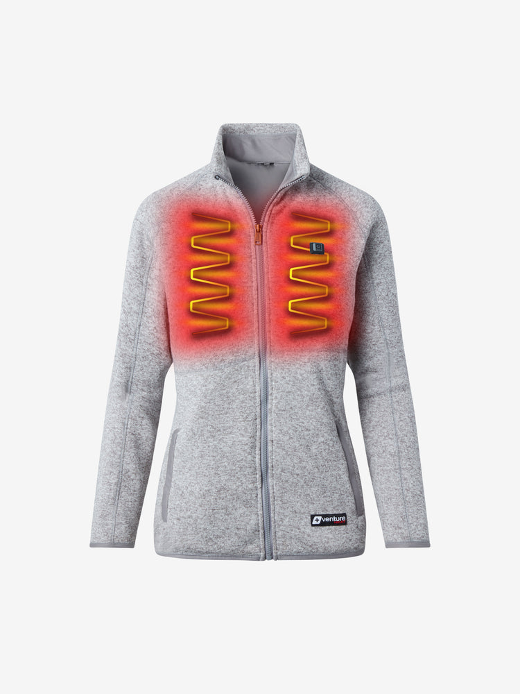 Women's 11W Heated Sweater Knit Fleece Jacket