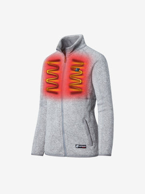 Women's 11W Heated Sweater Knit Fleece Jacket