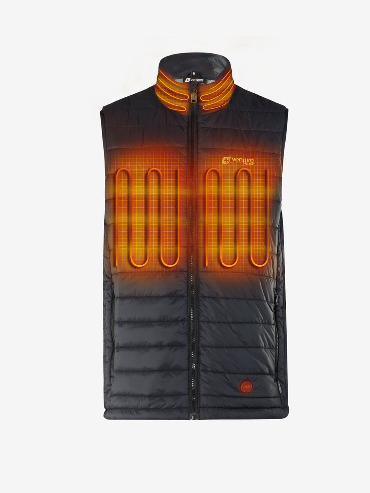 Men's 13W Heated Puffer Vest with HeatSync  - Black