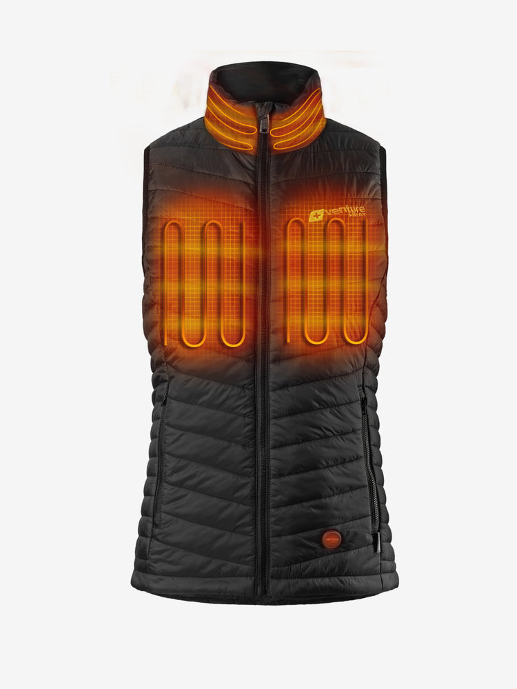Women's 13W Heated Puffer Vest with HeatSync  - Black