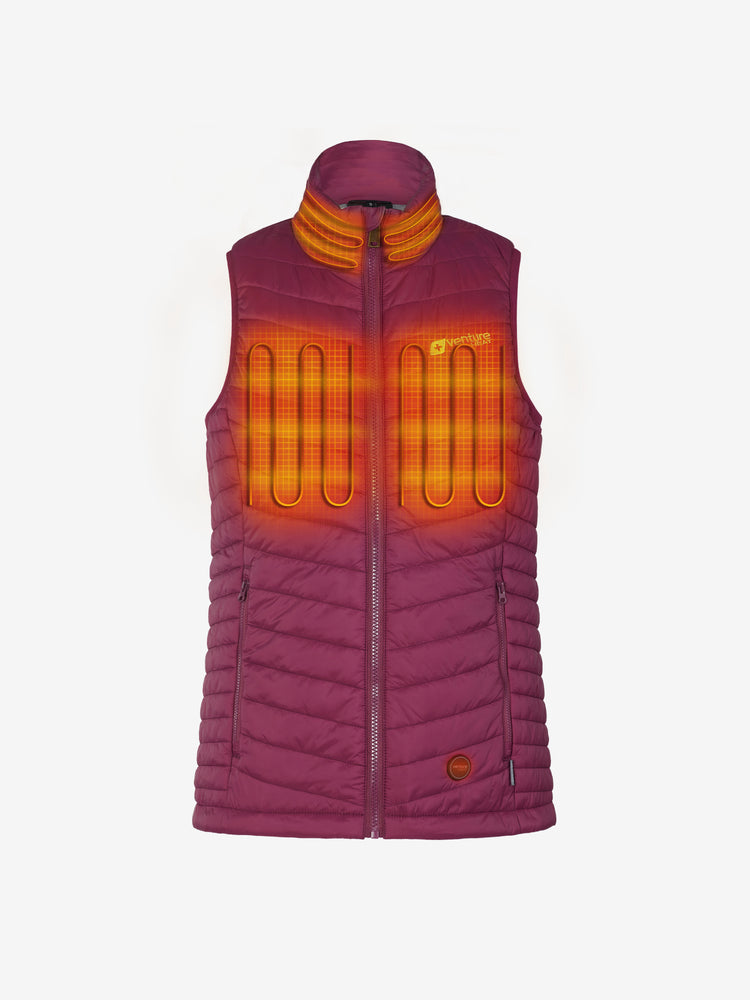 Women's 13W Heated Puffer Vest with HeatSync  - Plum