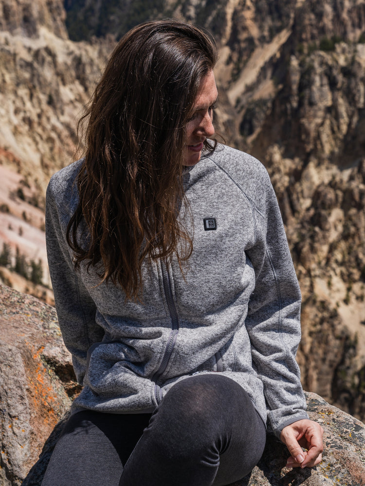 Women's 11W Heated Sweater Knit Fleece Jacket