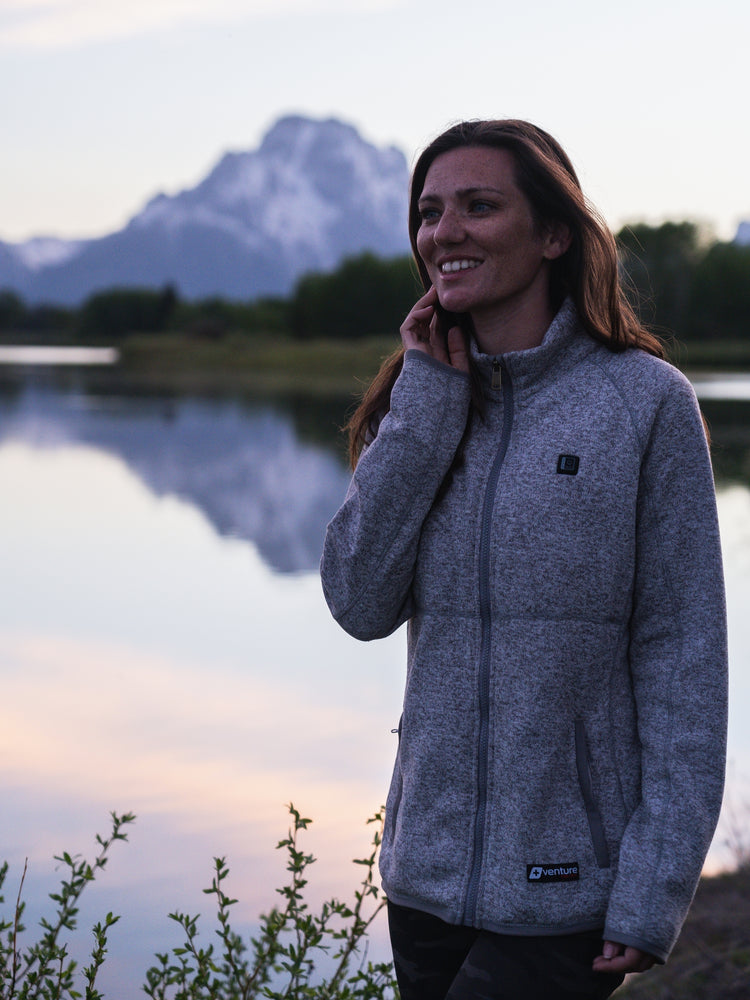 Women's 11W Heated Sweater Knit Fleece Jacket