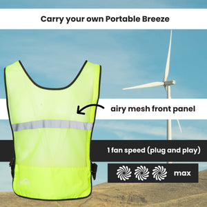 1 Speed Wearable Fan Cooling Vest  - Hi-Vis Yellow
