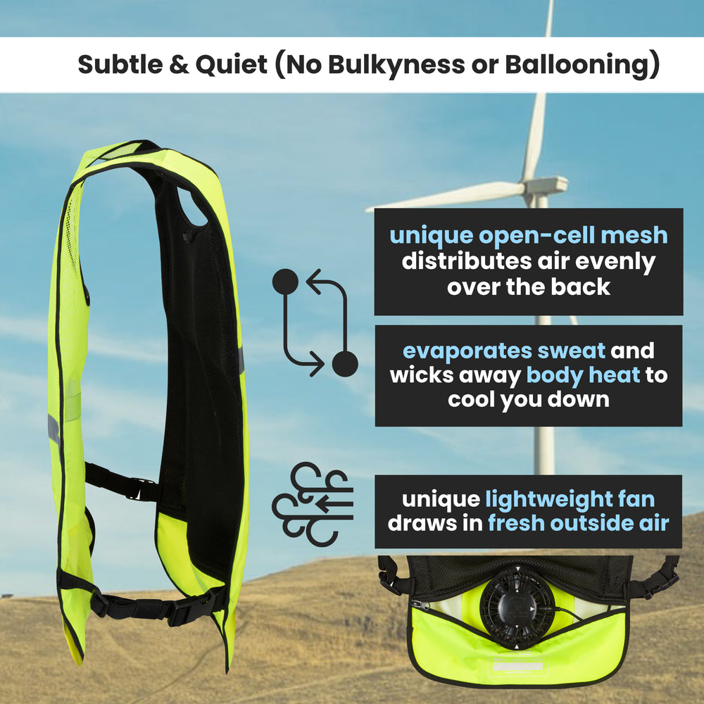 1 Speed Wearable Fan Cooling Vest  - Hi-Vis Yellow