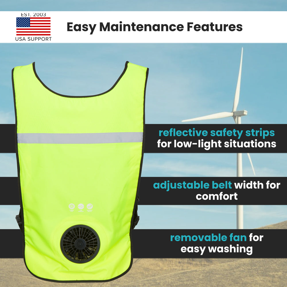 1 Speed Wearable Fan Cooling Vest  - Hi-Vis Yellow