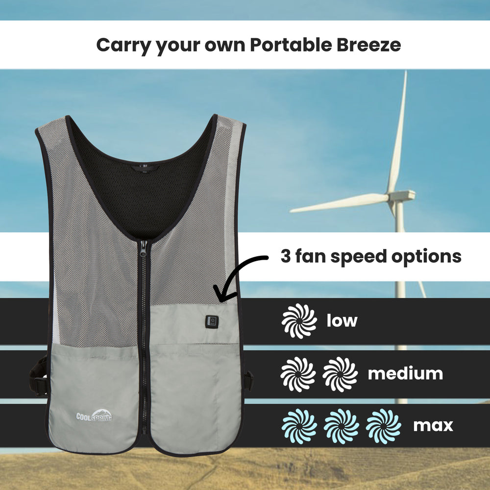 3 Speed Wearable Fan Cooling Vest  - Gray - FINAL SALE