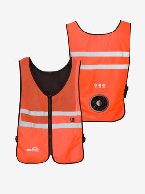 3 Speed Wearable Fan Cooling Vest  - Hi-Vis Orange - FINAL SALE