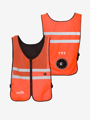 3 Speed Wearable Fan Cooling Vest  - Hi-Vis Orange