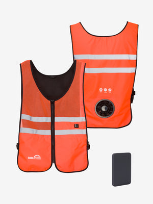 3 Speed Wearable Fan Cooling Vest  - Hi-Vis Orange - FINAL SALE