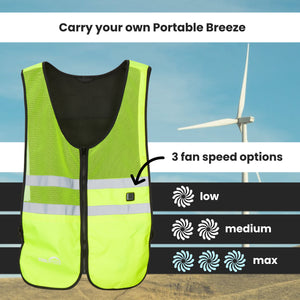 3 Speed Wearable Fan Cooling Vest  - Hi-Vis Yellow