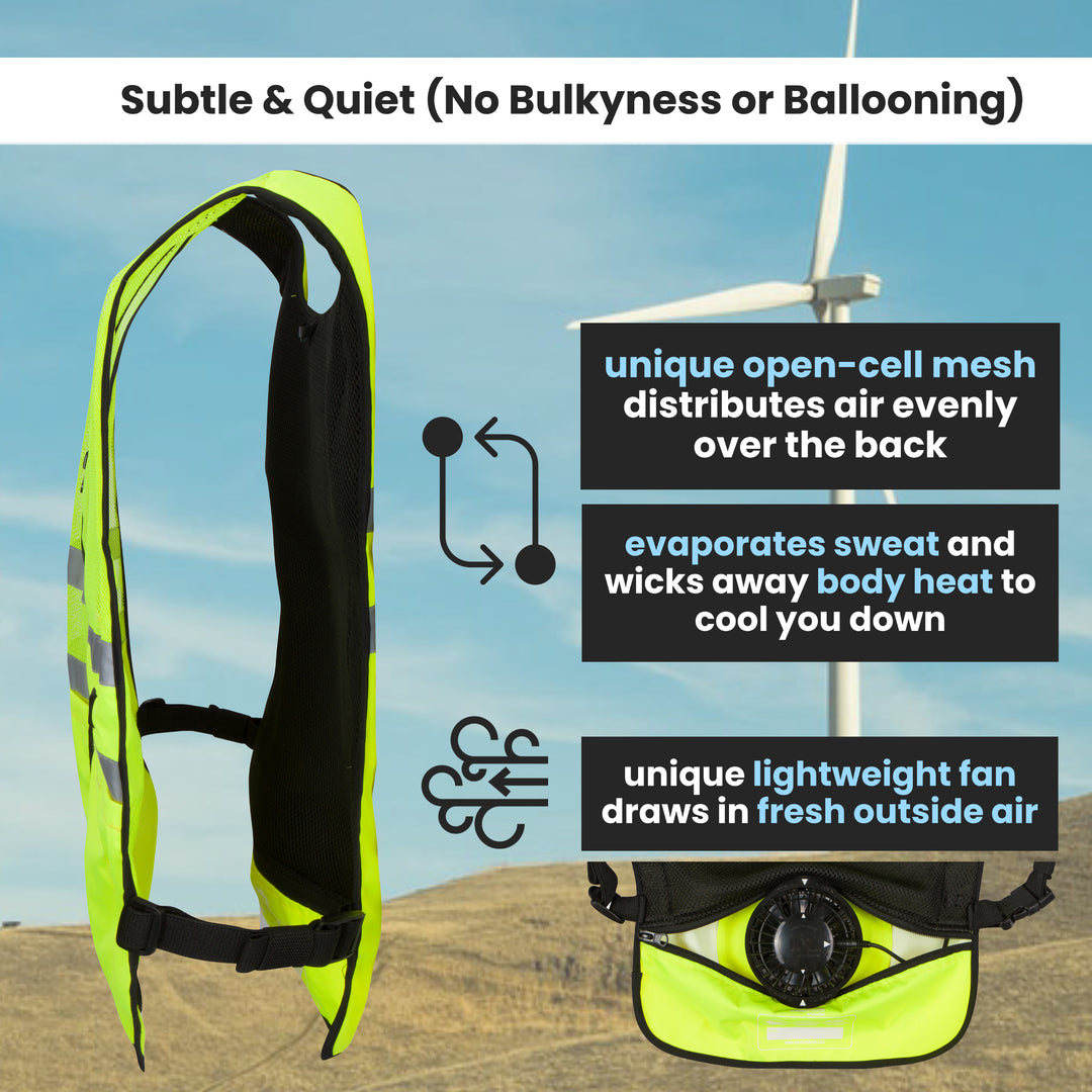 3 Speed Wearable Fan Cooling Vest  - Hi-Vis Yellow