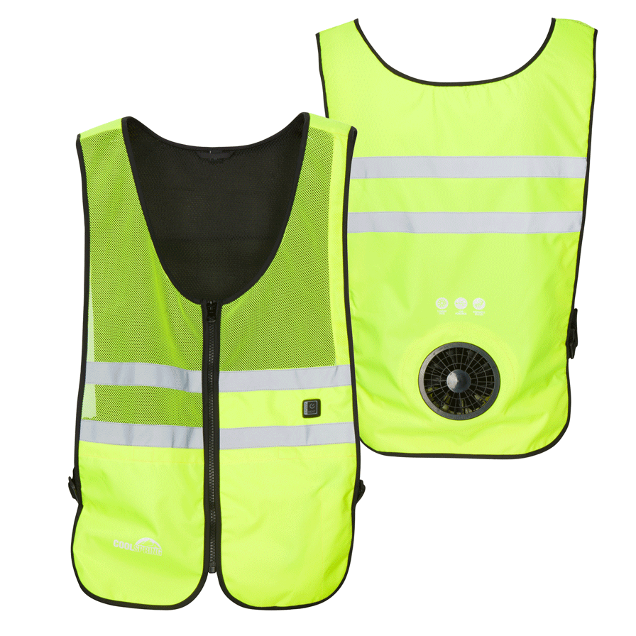 3 Speed Wearable Fan Cooling Vest  - Hi-Vis Yellow